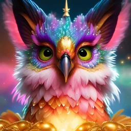 super cute fantasy creature, cute big circular reflective eyes, galactic glitter background, delicate colors, ultra detailed, smooth, light effect，vaporwave colorful, smooth, extremely sharp detail, finely tuned detail, ultra high definition, 8 k, unreal engine 5, ultra sharp focus