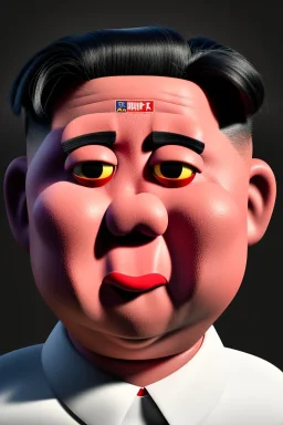 Waist up muppet Portrait, Kim Jong-un muppet doll, black suit, photo studio, red background, unreal engine 5, concept art, art station, god lights, ray tracing, RTX, lumen lighting, ultra detail, volumetric lighting, 3d.