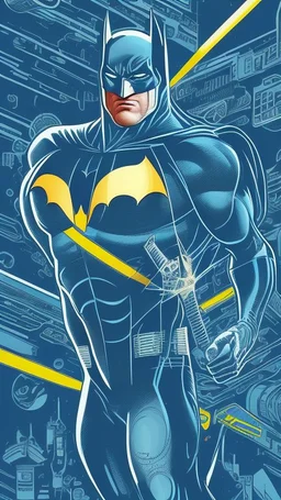 illustration for t-shirt design of Batman, vector illustration, optimize for bold lines, vibrant colors suitable for printing, centered, isolated, illustration, vibrant. Full body