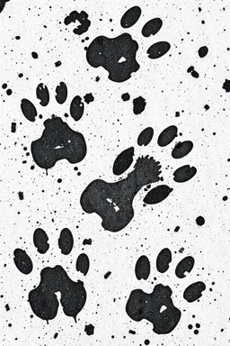 muddy dog prints, black on white