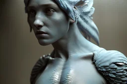 Photoreal gorgeous blue scaled triton ranger woman with blue scaled blue skin in a dark and dusty old middle age tavern by lee jeffries, 8k, high detail, smooth render, unreal engine 5, cinema 4d, HDR, dust effect, vivid colors
