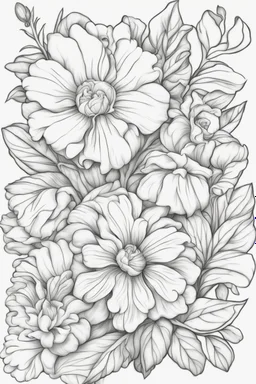 outline art for cute flower coloring pages with which, White background. sketch style, clean line art, white background, no shadow and clear