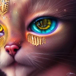 "Insanely detailed photograph of an elaborate beautiful cat goddess intricate glowing skin eyes intricate face hair lashes fur dress hyperdetailed painting by Anna Dittmann Huang Guangjian and Dan Witz CGSociety ZBrush Central fantasy art album cover art 4K 64 megapixels 8K resolution HDR Greek shiny space colours jewelry celestial hair eyes light"