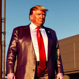 Realistic photo, Donald trump wrestler, wrestling, sweat, retro style, 80s, hot ambient, photo studio, red, gold, vibrant color, gradient, highly detailed, art stations, concept art, smooth, unreal engine 5, god rays, ray tracing, RTX, lumen lighting, ultra detail, volumetric lighting, 3d, finely drawn, high definition, high resolution.