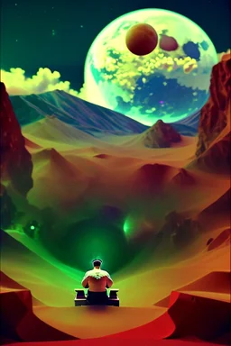 simple digital art scene, Elon musk sitting on the moon on an orange couch, beer in hand ,eating popcorn, looking unamused at planet earth,. selective colours