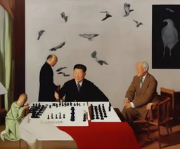 Complex Surgical Instruments,APutin, President Xi Of China And Joe Biden Play Chess With A Pigeon, Newborn Boy,Minimalism,Painting By Lucian Adrian Ghenie,Michelangelo,Freud,Rene Magritte,Salvador Dali,Pablo Picasso