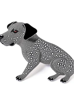 Silver brooch patterned in the shape of a dog Deberman containing crystal white background