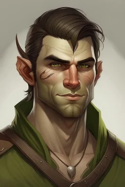 young handsome half orc man