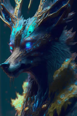 Humanoid Wolf deer alien,FHD, detailed matte painting, deep color, fantastical, intricate detail, splash screen, complementary colors, fantasy concept art, 32k resolution trending on Artstation Unreal Engine 5