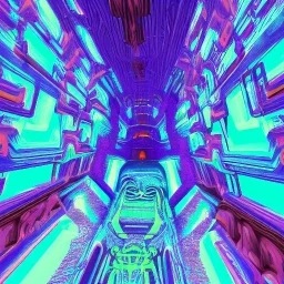 Giger Style Corrupted distopia Neon Blue and Purple winter with orange reflections