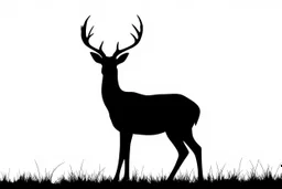 silhouette of a female deer, black on white, vector clipart