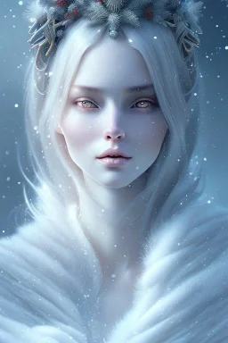 Wintertime Wonderland a Beautiful Hyperrealistic Digital Graphic in the Style of Charlie Bowater Julia Fox Monica Lee and Camilla D'Errico