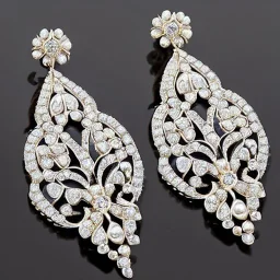 drop diamond and pearl earrings, art noveau, filigree, floral, breathtaking, highly ornate, delicate, intricate, photorealistic, high fashion, fine jewellery, luxury, designer