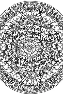 kids coloring page, mandala fully on page symmetrical, cartoon style, thick lines, low detail, no shading