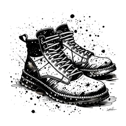 sport trekking boots ink splot