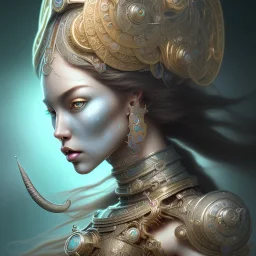 ssango fantasy, fantasy magic, intricate, sharp focus, illustration, highly detailed, digital painting, concept art, matte, artgerm and paul lewin and kehinde wiley, masterpiece silver elephant head bronze Asian African girl nice breast Afo hair turquoise sun rain waves