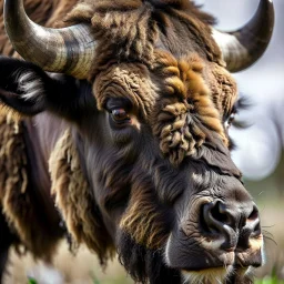 American Bison head at an angle,