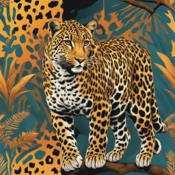 Imágen de arte lineal de leopardo, calidad ultra, hiperdetallado, 8k, colores complementarios