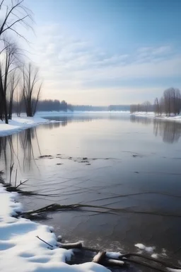 Winterlandschaft mit gefrorenem See