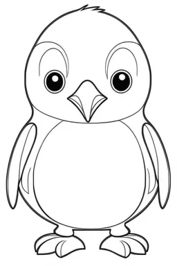 outline art for cute Penguin coloring pages with sitch, white background, Sketch style, full body, only use outline, toddlers style, clean line art, white background, no shadows and clear and well outlined.