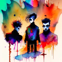 Poets of the Fall - Carnival of Rust (Official Video w/ Lyrics) , comic watercolor illustrations by Tony Moy,masterpiece, best quality, colorful paint, swirling paint. Directed by Stobe Harju.