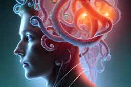 Spiritual Tentacles over human Head creating reality around