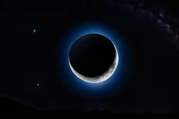 an (BIG perfect circe silver moon) on ((dark blue sky 1,2)) with nebula, stars, national geographic, nasa style