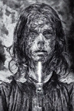 face melting light saber candle chart pixels INFINATE MONEY GLITCH in the style of surrealism black and white