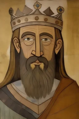 13th century painted portrait of a 45 year old male land owner from the medieval period