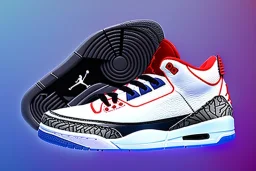 Jordan 3 sneaker on the clouds volumetric lighting