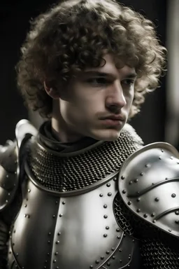 white armored knight with short curly hair