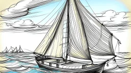 in the charming childish style of a 5 year old with scratchy penwork, a basic sloop, floating on water with the sail full of wind. Off to the side, the same boat mast is depicted, this time with the sail raised and tied upddddddddddddddddddddddddddddddddddddddddddddddddddddddddddddddddddddddddddddddddddddddddddddddddddddddddddddddddddddddddddddddddd
