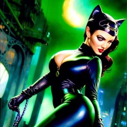 portrait 'beautiful Sexy Busty CatWoman',crystal clear green eyes,painting by gaston bussiere, greg rutkowski, yoji shinkawa, yoshitaka amano, tsutomu nihei, donato giancola, tim hildebrandt, oil on canvas, cinematic composition, extreme detail,fit full head inside picture,32k