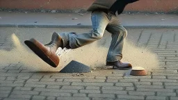 man throws his hat on ground and stomps on it