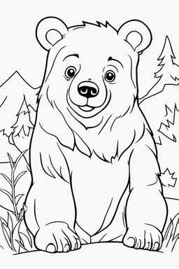 coloring page for kids, bear, thick outline, low details, no shading, no color