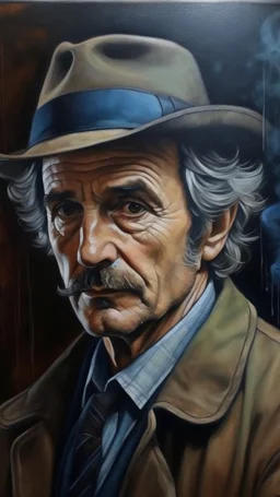 Portrait forlan detective, oil canva painting