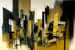 abstract cityscape in the style of Barbara Hepworth, frank Auerbach