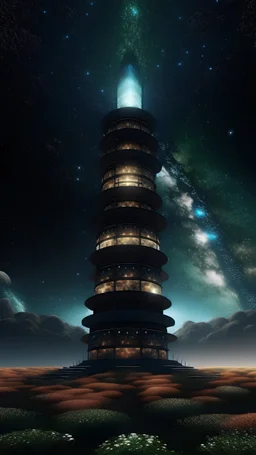 cosmos , interstellar space, a tower for meditation