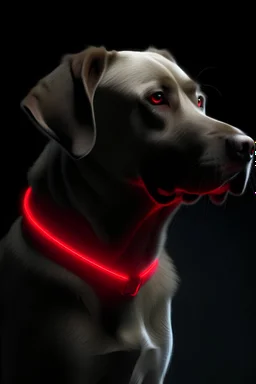 A ghostly apparition of a ((Labrador/Hound)) mixed dog with a red collar, high quality, realistic lighting, 4K definition, photorealistic