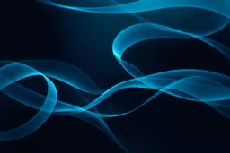 Ethereal abstract background with ethereal ribbons of blue and teal swirling gracefully through a dark space. The lighting is soft and diffused, catching the edges of the curves to reveal a delicate, flowing texture. Calm and meditative mood with a rich, dark color palette and sophisticated highlights.
