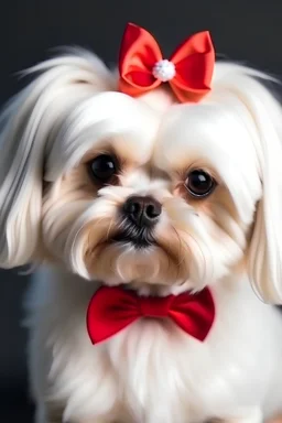 maltese dog with bows on the head