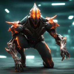 nidus from warframe completely in rage cyberpunk cyborg 3d ultradettagliato