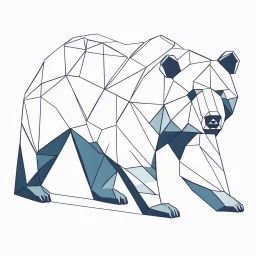 shape of a bear, low poly 2D letterpress style, minimalistic high contrast pencil art