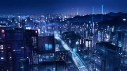 Clear Focus, High resolution, Beautiful girl standing backwards to a Cyberpunk skyline, comic style