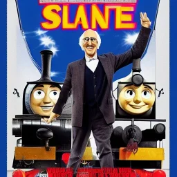 Larry David as Thomas the Tank Engine in a Saturday Night Fever dream movie poster