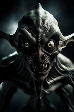a horror alien with a creature looked like bat with his scary eyes