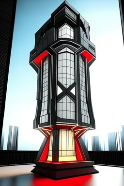 Avengers stark tower buliding architecture futuristic-modern stlye. geometric form,