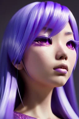 asian woman, anime character, lavender hair, pale blue eyes, long hair, leather, vibrant color, highly detailed, art stations, concept art, smooth, unreal engine 5, god rays, ray tracing, RTX, lumen lighting, ultra detail, volumetric lighting, 3d, finely drawn, high definition, high resolution.