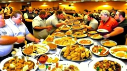 overeaters anonymous support group challenge each other in all you can eat contest offered by the golden corral buffet