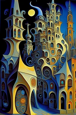 Old medieval town square, "Fractal flame" , By Jacek Yerka, Wassily Kandinsky, Picasso